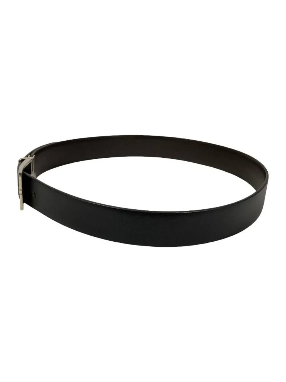 Loewe Reversible Leather Belt Black Brown Silver